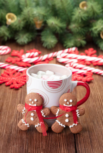 istock gingerbread man with cup of hot chocolate 1285686856