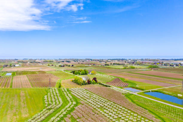 istock Farm and orchard in spring at Niagara falls area, Ontario, Canada 1285687108