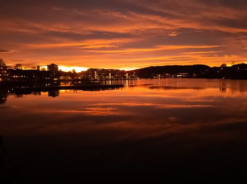 Amazing flaming sky at evening