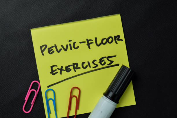 istock Pelvic-Floor Exercises write on sticky notes isolated on office desk. 1285712631
