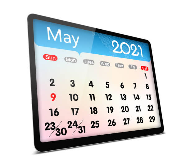 istock (Clipping path) May 2021 calendar on digital tablet isolated 1285717682