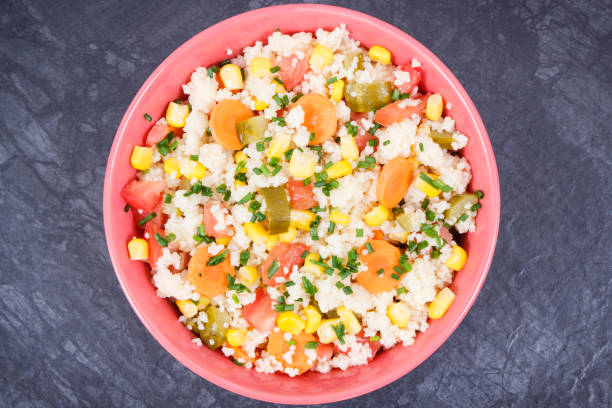 istock Fresh salad with couscous and vegetables. Light dietary vegan meal 1285729864