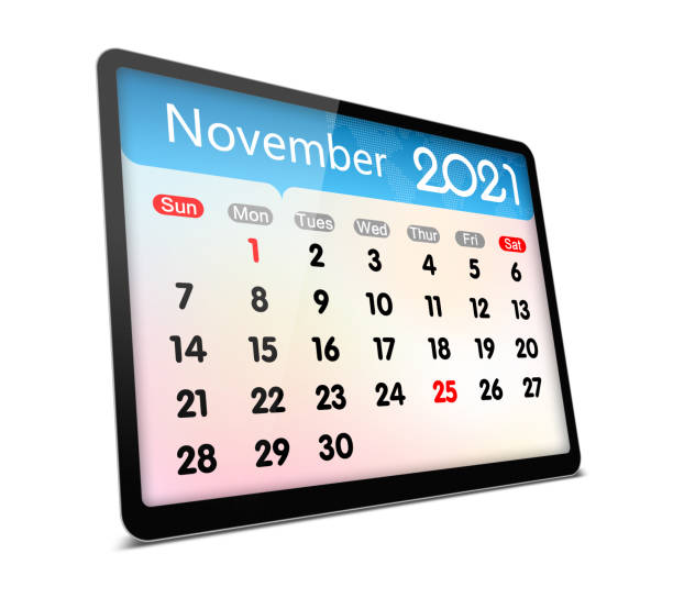 istock (Clipping path) November 2021 calendar on digital tablet isolated 1285734957
