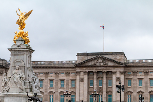 London, United Kingdom - March 9 2021: Exterior view of Buckingham Palace on a clear day.
