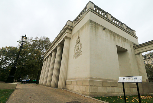 RAF Bomber Command Memorial in Green Park, London. Opened in 2012, the Royal Air Force Bomber Command Memorial is located in Green Park and is an open free public memorial which commemorates RAF Bomber Command which was active during World War 2.