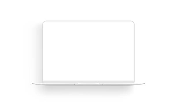 ilustrações, clipart, desenhos animados e ícones de laptop computador clay mockup com sombra - laptop isolated computer white