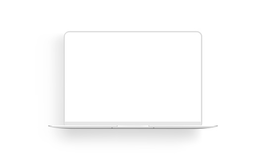 Laptop Computer Clay Mockup With Shadow Isolated on White Background. Vector Illustration