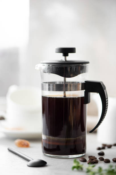 istock hot black coffee in a glass coffee pot 1285741643