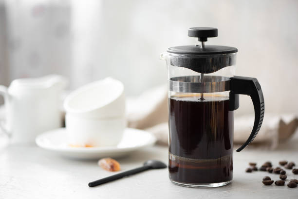 istock hot black coffee in a glass coffee pot 1285741652