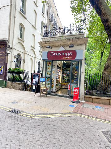 Cravings Express in Villiers Street, London. This is a privately owned convenience store near Charing Cross.