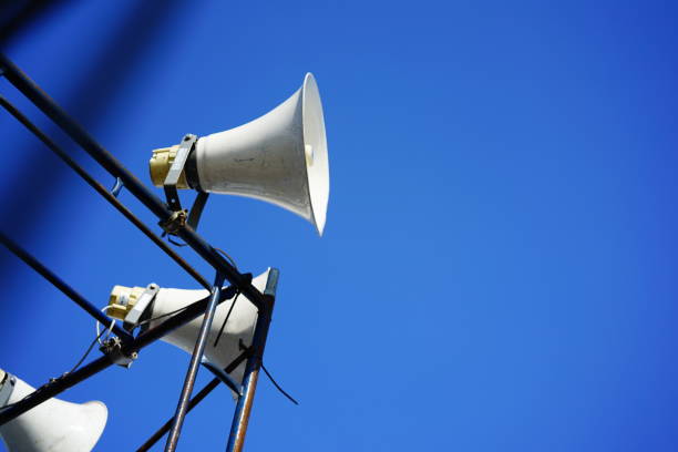 istock Loudspeakers attached to a rack 1285745512