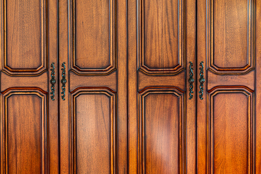 Wooden wardrobe front close-up