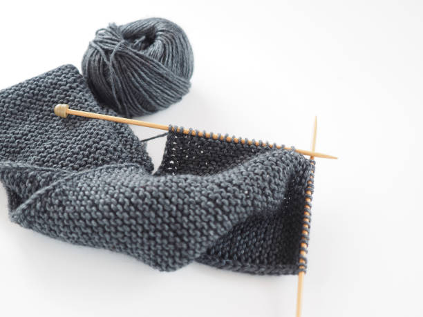 istock Image of knitting on white background 1285747718