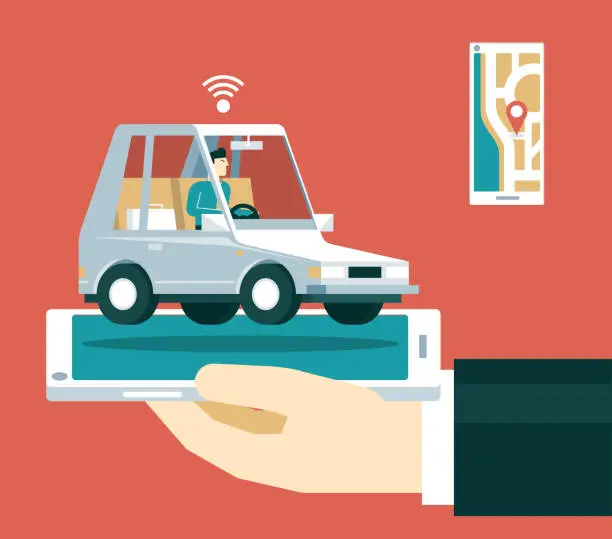 Vector illustration of Mobile apps for transportation