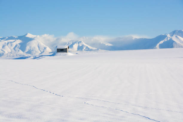 Snowfields and snowy mountains with a blue sky