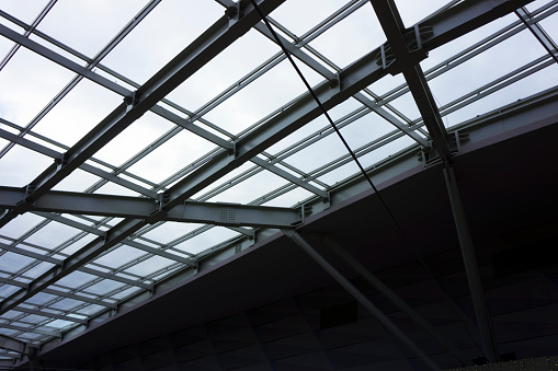 Transparent glass ceiling of the modern building