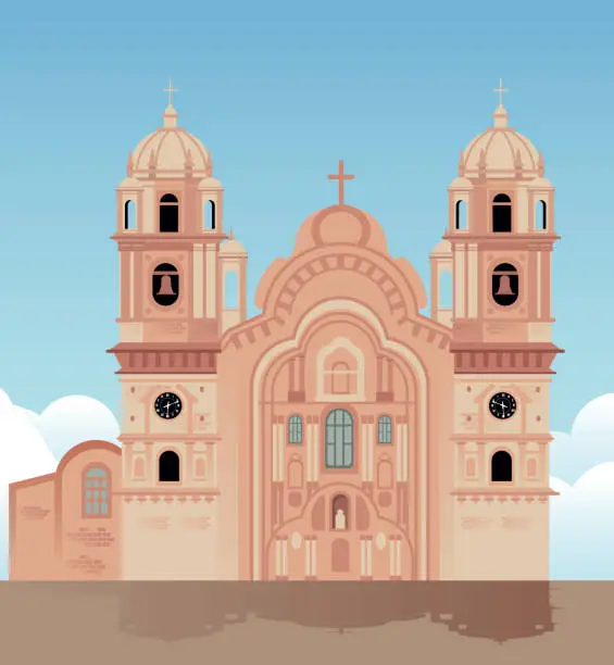 Vector illustration of Cuzco's Plaza de Armas