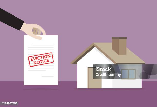 Evicted Image House With An Eviction Notice Document Stock Illustration - Download ...