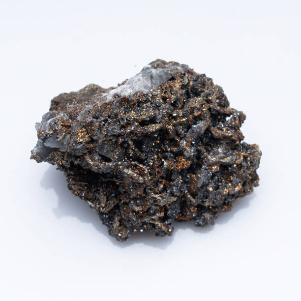 istock Natural mineral pyrrhotite on a white background 1285757452