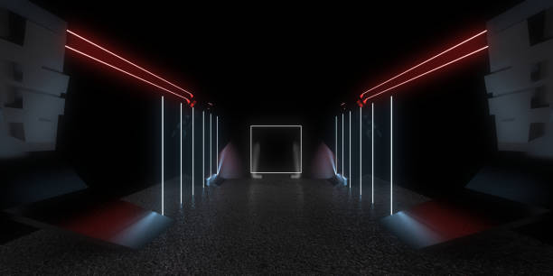 istock 3D abstract background with neon lights. neon tunnel .space construction . 3d illustration 1285757783