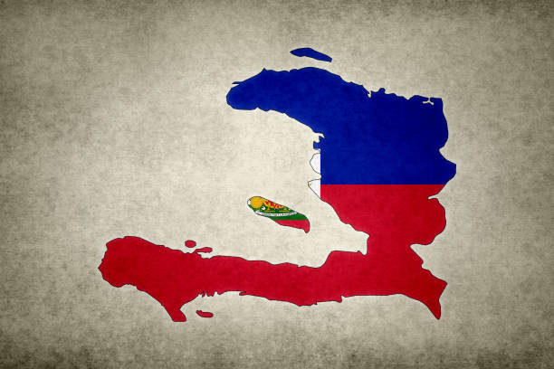 istock Grunge map of Haiti with its flag printed within 1285761526