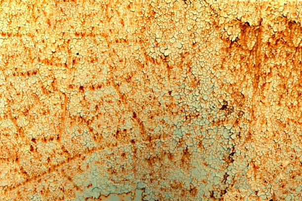 retro-hintergrundtextur des sepia-tons in gelb- und brauntönen - metal rust fungus paint cracked stock-fotos und bilder