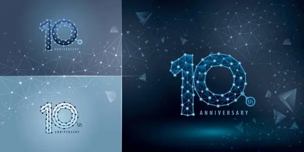 Vector illustration of Set of 10th Anniversary logotype design, Ten years Celebrating Anniversary Logo