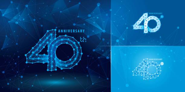 istock Set of 40th Anniversary logotype design, Forty years Celebrating Anniversary Logo 1285764399