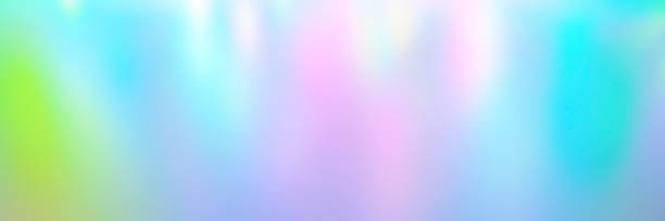 Blurred pastel multicolored background from lights. Iridescent holographic abstract aurora light neon colors backdrop. banner