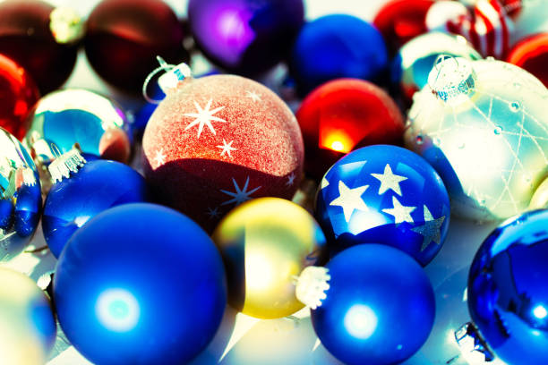 istock Christmas baubles colorful mess, background 1285766343