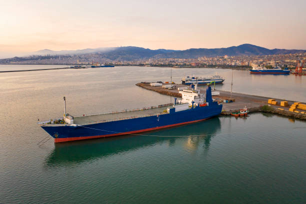 Aerial view of Commercial Ship.