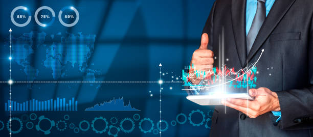 istock Businessman checking stock market on the electronic tablet. 1285767679
