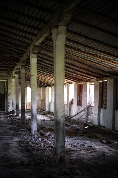 istock Abandoned building inside. old farm in Chernobyl. Technological disaster 1285769238