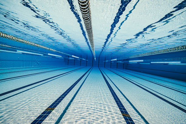 istock Olympic Swimming pool under water background. 1285769289
