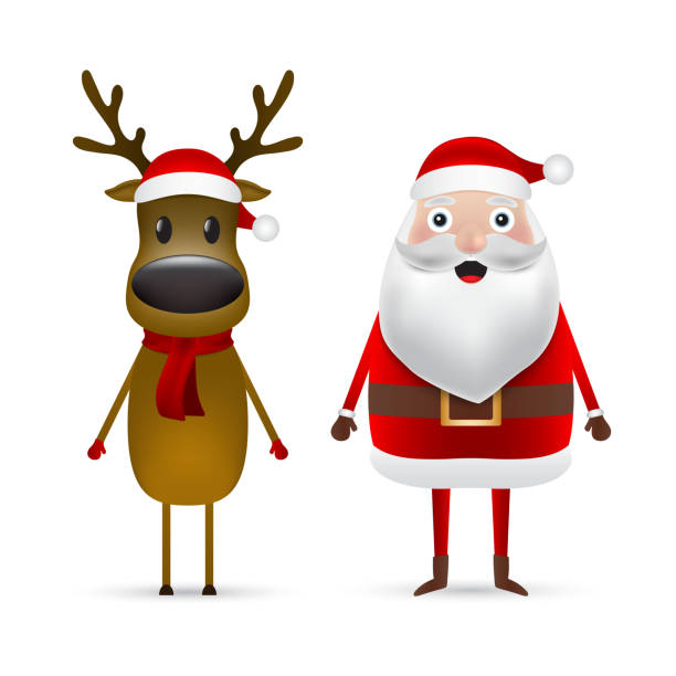 istock Christmas Santa claus and reindeer close up on a white background. Vector illustration for a festive design 1285773702