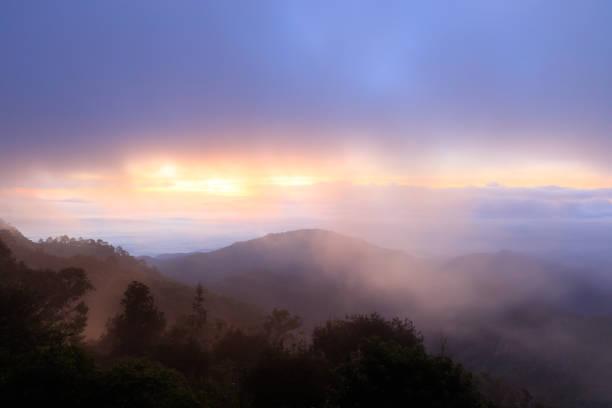 istock Landscape mountain silhouette with overcast at sunrise 1285773757