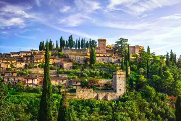 Spello medieval village skyline. Perugia, Umbria, Italy, Europe.