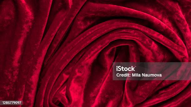 Colorful Wavy Fabric Texture Red Velvet Cloth Christmas Background Stock  Photo - Download Image Now - iStock
