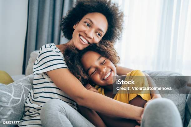 Mother And Little Daughter At Home Stock Photo - Download Image Now - Family, Child, Mother