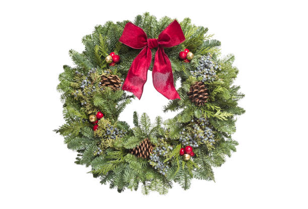 istock Christmas wreath isolated on white 1285784764
