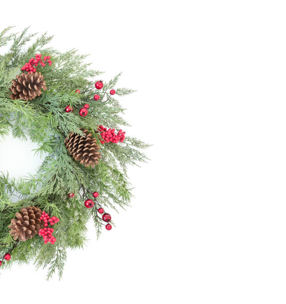 istock Christmas wreath isolated on white 1285785057