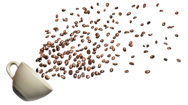 istock Coffee cups and roasted coffee beans isolated on a white background with copy space for your text 1285785733