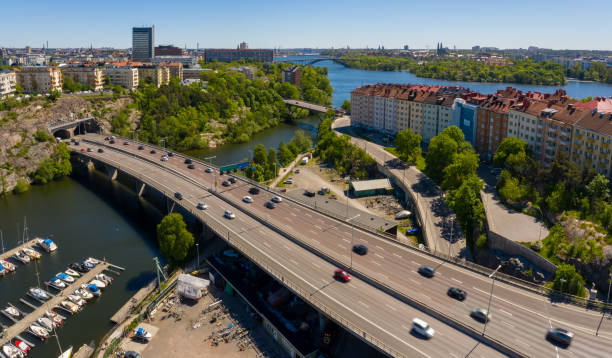 istock Aerial view of Essingeleden highway (bridge) 1285786055