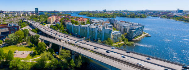istock Aerial view of Essingeleden highway (bridge) 1285786066