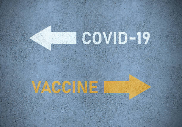 istock Vaccine Covid-19 road marking. 1285786077