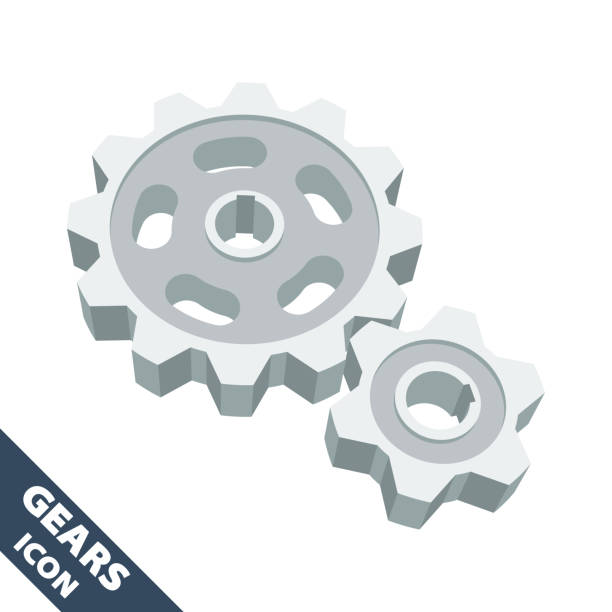 Gears 3D vector icon. Illustration in flat style isolated on white background. Icon for the Options, Settings, Technical Support, Service menu or others. Editable strokes. vector art illustration