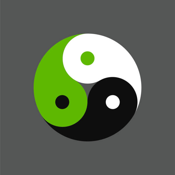 트리플 음양 기호 - yin yang symbol 이미지 stock illustrations