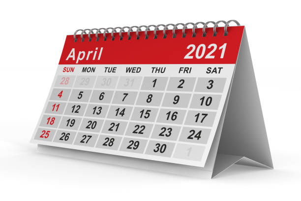 2021 jahr. kalender für april. isolierte 3d-illustration - today routine business no stock-fotos und bilder
