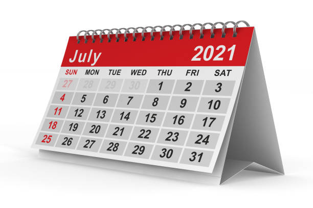 istock 2021 year. Calendar for July. Isolated 3D illustration 1285790533