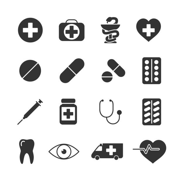 Vector image set of medical icons. Vector image set of medical icons. snake anatomy stock illustrations